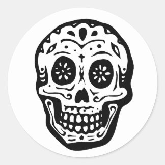 Dag van de dode schedel-wit ronde sticker