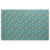 Dag van de Dode Schedels Blauw & Sinaasappel Stof (Fat Quarter)