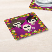 Dag van de dode schedels kartonnen onderzetters (Schuin)