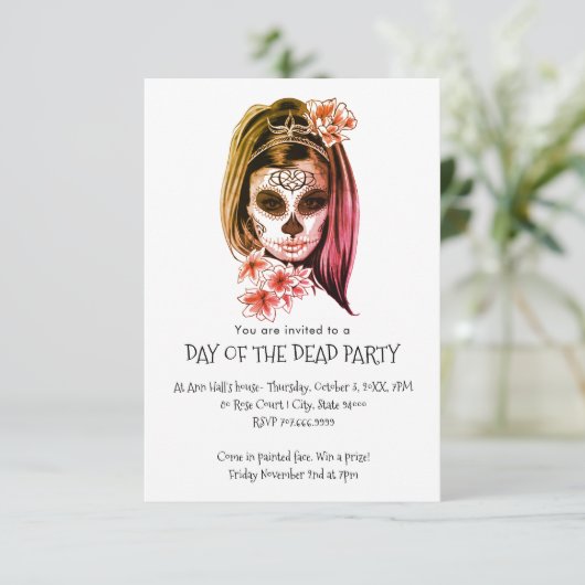 Dag van de dode schilderde Catrina Face Kaart (Staand voorkant)