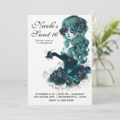 Dag van de Dode Schone Suiker Schedel Make-up Meis Kaart (Staand voorkant)