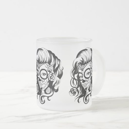 Dag van de dode schoonheid matglas koffiemok (Voorkant rechts)