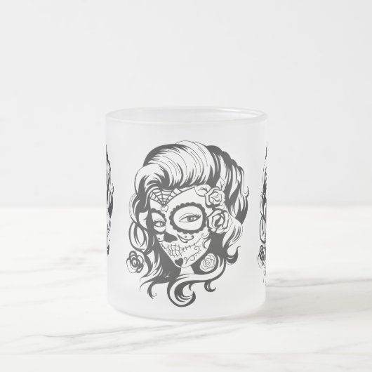 Dag van de dode schoonheid matglas koffiemok (Center)