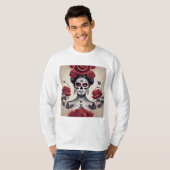 Dag van de Dode Schoonheid met Rozen T-shirt (Voorkant volledig)