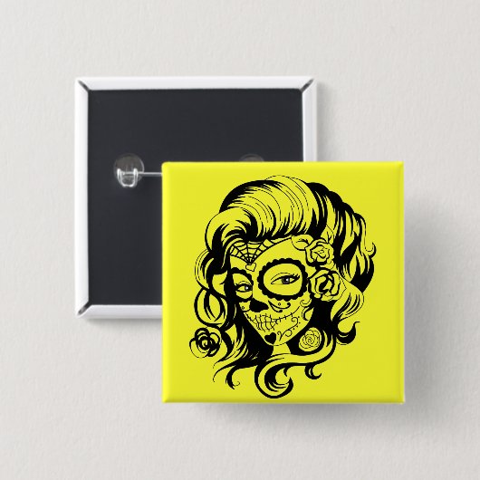 Dag van de dode schoonheid vierkante button 5,1 cm (Voorkant /achterkant)