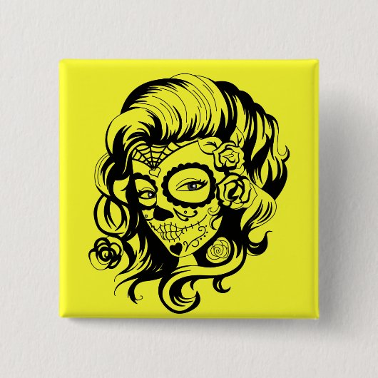 Dag van de dode schoonheid vierkante button 5,1 cm (Voorkant)