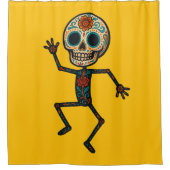 Dag van de Dode Skelet Douchegordijn (Voorkant)