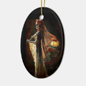 Dag van de Dode Skelet Gothic Esthetische Kerst Keramisch Ornament (Links)