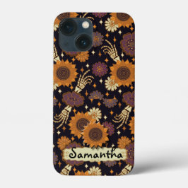 Dag van de Dode Skelet Handen Floral iPhone Case