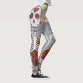 Dag van de dode skeletbloemen Vrouwen Leggings (Rechts)