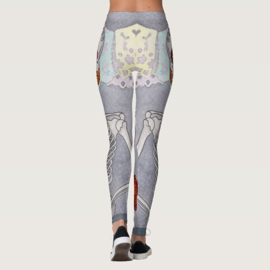 Dag van de dode skeletbloemen Vrouwen Leggings (Achterkant)