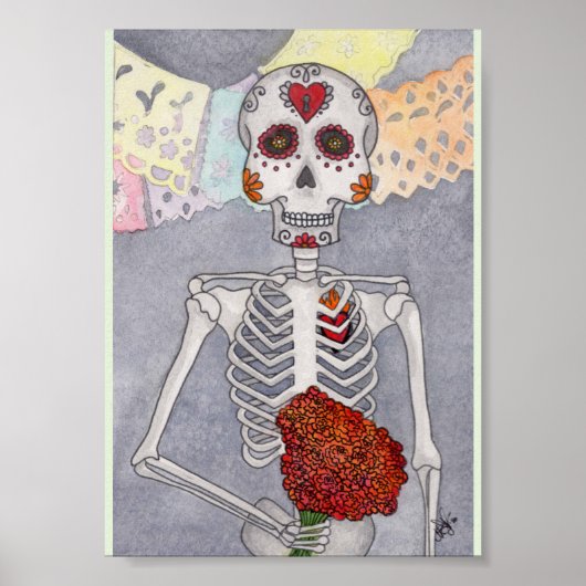 Dag van de dode skeleton Art Print Miranda (Voorkant)