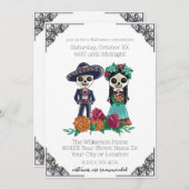 Dag van de Dode Skeletten Halloween Party Kaart (Voorkant / Achterkant)