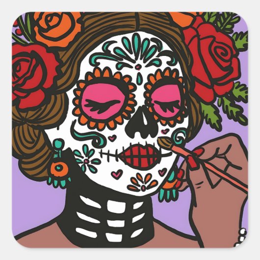 Dag van de Dode Stickers Hand getekend Catrina (Voorkant)