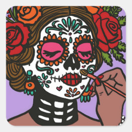 Dag van de Dode Stickers Hand getekend Catrina