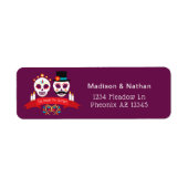 Dag van de Dode Suiker Gothic Magenta Wedding Etiket (Voorkant)