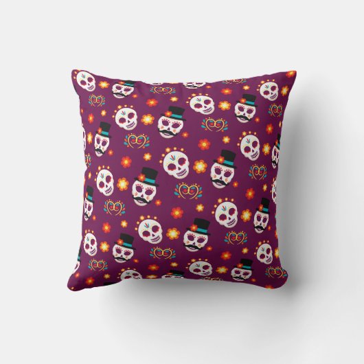 Dag van de Dode Suiker Gothic Magenta Wedding Kussen (Achterkant)
