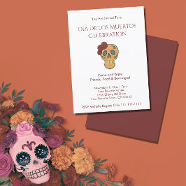 Dag van de Dode Suiker Rood Gold Halloween Kaart