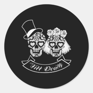Dag van de Dode Suiker Schedel Bruid Bruidegom Te Ronde Sticker