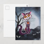Dag van de Dode Suiker Schedel Kat Briefkaart (Voorkant / Achterkant)