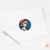 Dag van de Dode Suiker Schedel Meisje - blauw Ronde Sticker (Envelop)