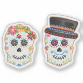 Dag van de Dode Suiker Schedel Paar Calavera Cooki Sticker (Voorkant)