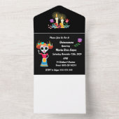 Dag van de Dode Suiker Schedel Skeletten Uitnodigi All In One Uitnodiging (Binnen)