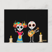 Dag van de Dode Suiker Schedel Skeletten Uitnodigi Briefkaart (Achterkant)