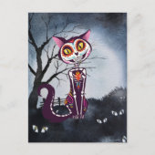 Dag van de Dode Suiker Skull Cat Briefkaart (Voorkant)