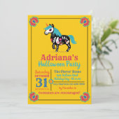 Dag van de Dode Suiker Skull Eenhoorn Party Kaart (Staand voorkant)