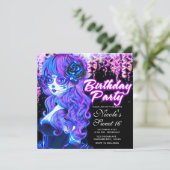 Dag van de Dode Suiker Skull Glow Verjaardagsfeest Kaart (Staand voorkant)