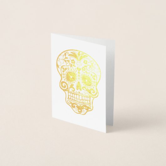 Dag van de Dode Suiker Skull Gold Folie Kaarten (Voorkant)
