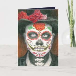 Dag van de Dode Suiker Skull met hoge hoed Feestdagen Kaart