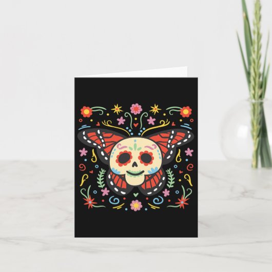 Dag Van De Dode Suiker Skull Monarch Vlinder Día Kaart (Voorkant)