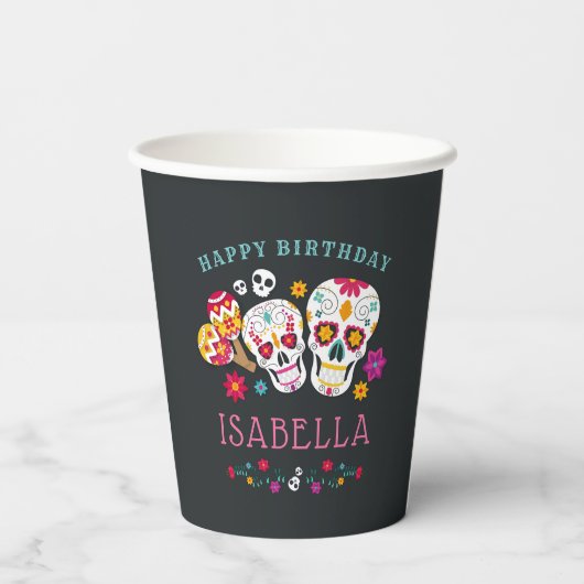 Dag van de Dode Suikerhuid Gepersonaliseerde Verja Papieren Bekers (Achterkant)