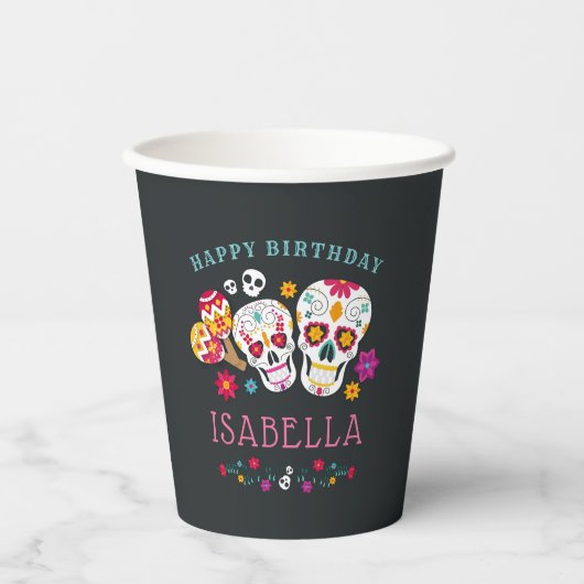 Dag van de Dode Suikerhuid Gepersonaliseerde Verja Papieren Bekers (Voorkant)