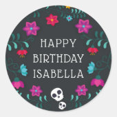 Dag van de Dode Suikerhuid Gepersonaliseerde Verja Ronde Sticker (Voorkant)