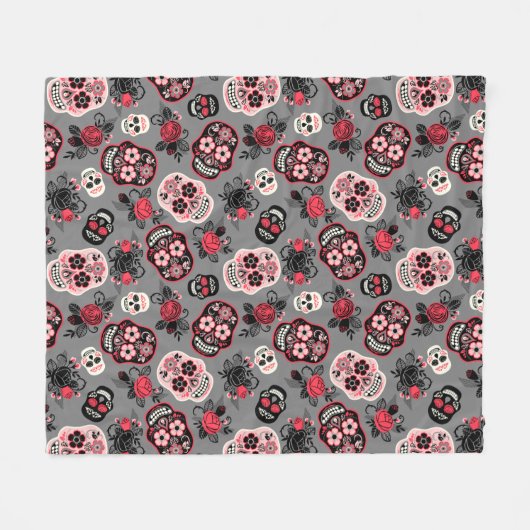 Dag van de dode suikerriet, grijs fleece deken (Voorkant (Horizontaal))