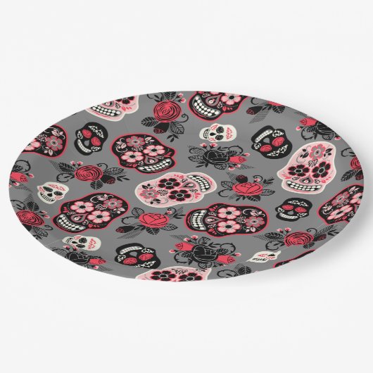 Dag van de dode suikerriet, grijs papieren bordje (Gekanteld)