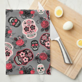 Dag van de dode suikerriet, grijs theedoek (Quarter Fold)