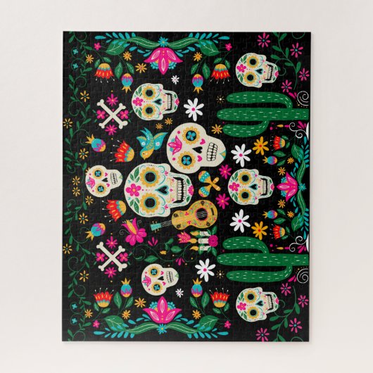 Dag van de dode suikerriet Mexicaanse volkskunst Legpuzzel (Verticaal)