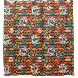 Dag van de dode suikerriet, oranje zigzag douchegordijn