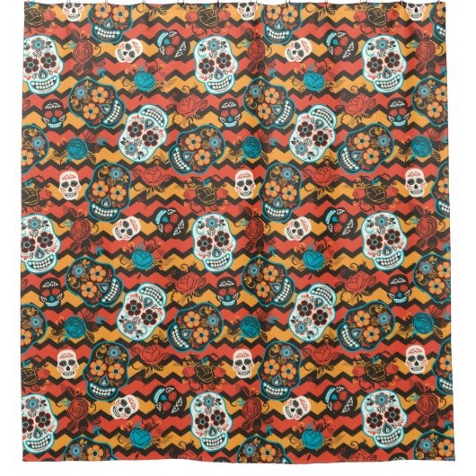 Dag van de dode suikerriet, oranje zigzag douchegordijn (Voorkant)