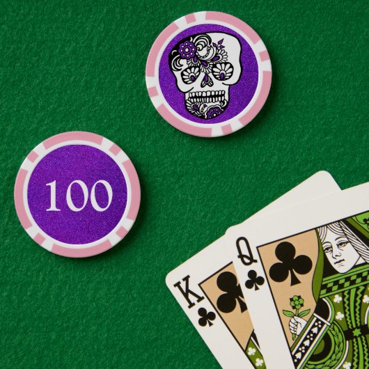 Dag van de dode suikerriet Professionele glitter Poker Chips (Pokertafel (Dubbel))