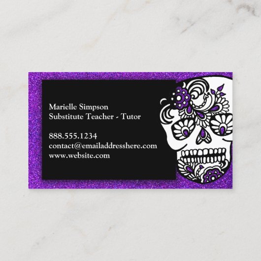 Dag van de dode suikerriet Professionele glitter Visitekaartje (Achterkant)