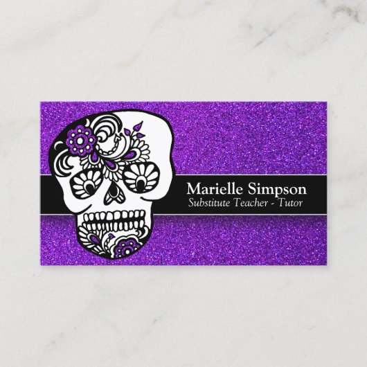 Dag van de dode suikerriet Professionele glitter Visitekaartje (Voorkant)
