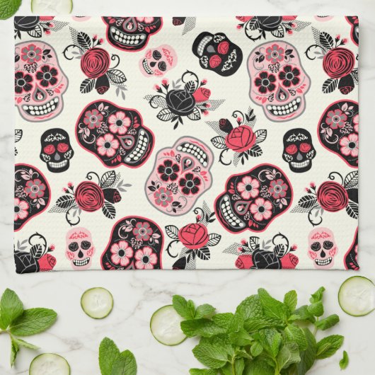 Dag van de dode suikerriet, wit theedoek (Gevouwen)