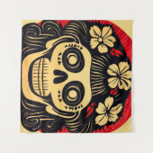 Dag van de Dode Suikerschedel 1 Wandkleed (Voorkant (horizontaal))