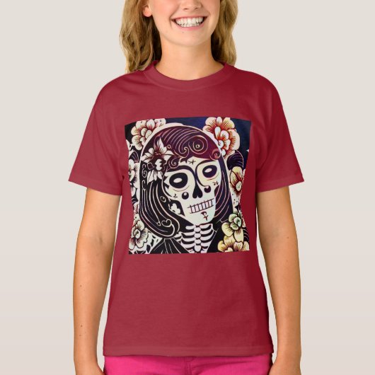 Dag van de Dode Suikerschedel 2 T-shirt (Voorkant)