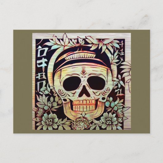 Dag van de Dode Suikerschedel 3 Feestdagenkaart (Voorkant)